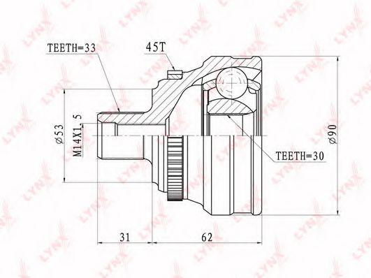 LYNXauto CO-1204A Шарнирный комплект, приводной вал для AUDI (Ауди) LYNXauto CO-1204A Шарнирный комплект, приводной вал для AUDI (Ауди)