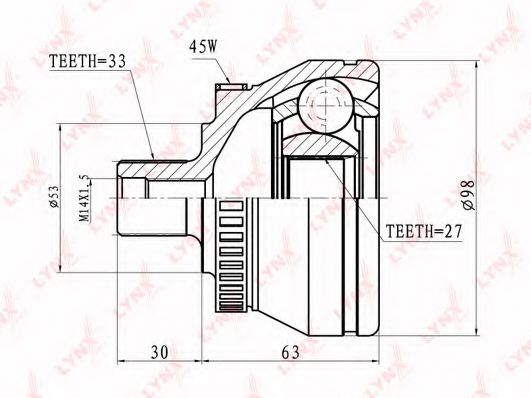LYNXauto CO-1222A Шарнирный комплект, приводной вал 