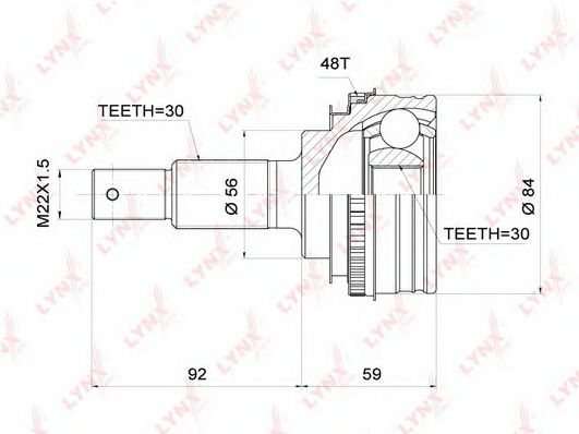 LYNXauto CO-3710A Шарнирный комплект, приводной вал для TOYOTA ALTEZZA GITA (Тойота/тоета Алтэзза гита)