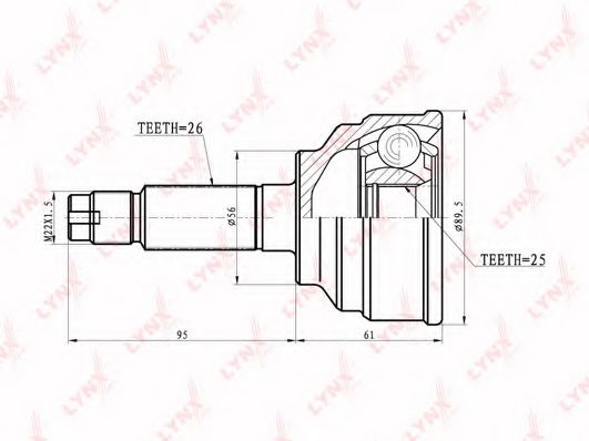 LYNXauto CO-5116 Шарнирный комплект, приводной вал для MAZDA 626 III (Мазда 626 3) LYNXauto CO-5116 Шарнирный комплект, приводной вал для MAZDA 626 III (Мазда 626 3)