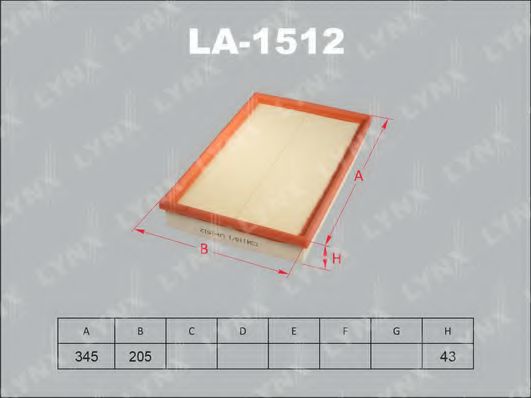 LYNXauto LA-1512 Воздушный фильтр для OPEL VECTRA B (Опель Вектра б) LYNXauto LA-1512 Воздушный фильтр для OPEL VECTRA B (Опель Вектра б)