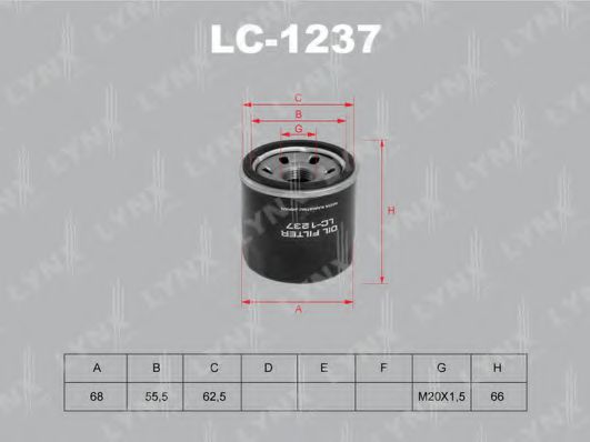 LYNXauto LC-1237 Масляный фильтр для SUBARU (Субару) LYNXauto LC-1237 Масляный фильтр для SUBARU (Субару)