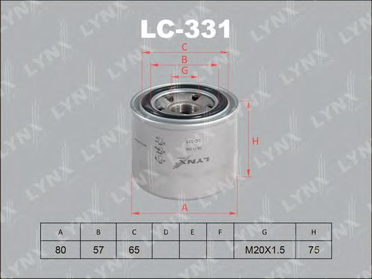 LYNXauto LC-331 Масляный фильтр для MITSUBISHI (Митсубиши/митсубиси) LYNXauto LC-331 Масляный фильтр для MITSUBISHI (Митсубиши/митсубиси)