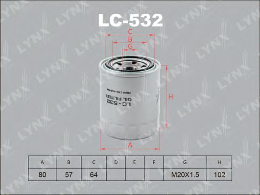LYNXauto LC-532 Масляный фильтр для MITSUBISHI MONTERO (Митсубиши/митсубиси Монтэро) LYNXauto LC-532 Масляный фильтр для MITSUBISHI MONTERO (Митсубиши/митсубиси Монтэро)