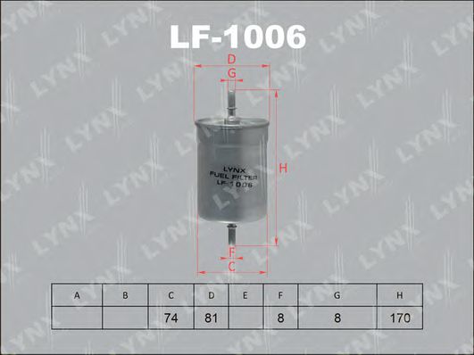 LYNXauto LF-1006 Топливный фильтр для AUDI A3 (Ауди А3) LYNXauto LF-1006 Топливный фильтр для AUDI A3 (Ауди А3)