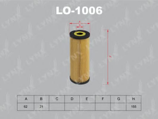 LYNXauto LO-1006 Масляный фильтр для VOLKSWAGEN (Фольксваген) LYNXauto LO-1006 Масляный фильтр для VOLKSWAGEN (Фольксваген)