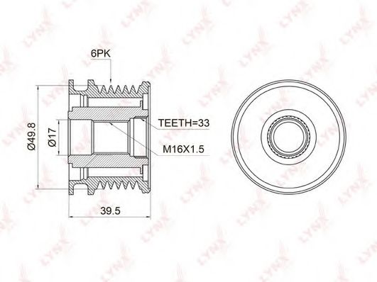 LYNXauto PA-1005 Механизм свободного хода генератора 