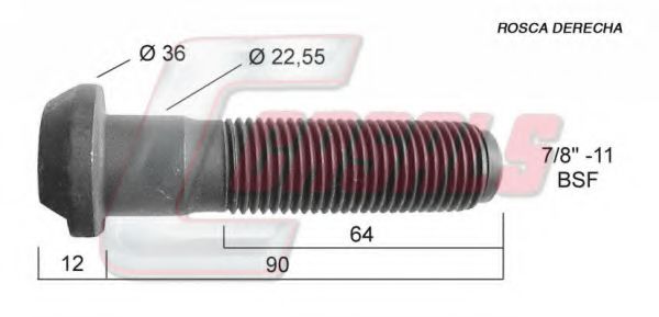CASALS 21297 Болт крепления колеса для SCANIA 4 (Сканиа 4) CASALS 21297 Болт крепления колеса для SCANIA 4 (Сканиа 4)
