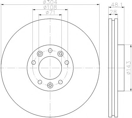 HELLA PAGID 8DD 355 117-331 Тормозной диск для PEUGEOT (Пежо) HELLA PAGID 8DD 355 117-331 Тормозной диск для PEUGEOT (Пежо)