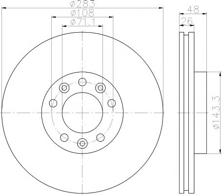 HELLA PAGID 8DD 355 117-341 Тормозной диск для PEUGEOT (Пежо) HELLA PAGID 8DD 355 117-341 Тормозной диск для PEUGEOT (Пежо)