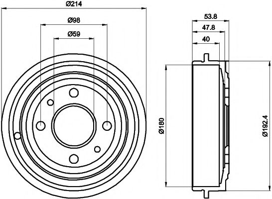 HELLA PAGID 8DT 355 300-081 Тормозной барабан для FIAT 500 C (Фиат 500 c) HELLA PAGID 8DT 355 300-081 Тормозной барабан для FIAT 500 C (Фиат 500 c)