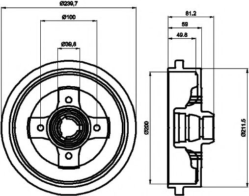 HELLA PAGID 8DT 355 301-701 Тормозной барабан для AUDI 100 (Ауди 100) HELLA PAGID 8DT 355 301-701 Тормозной барабан для AUDI 100 (Ауди 100)