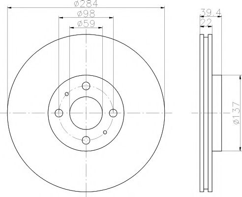 HELLA PAGID 8DD 355 102-531 Тормозной диск для FIAT (Фиат) HELLA PAGID 8DD 355 102-531 Тормозной диск для FIAT (Фиат)