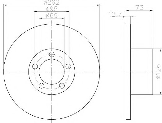 HELLA PAGID 8DD 355 100-061 Тормозной диск для FORD GRANADA (Форд Гранада) HELLA PAGID 8DD 355 100-061 Тормозной диск для FORD GRANADA (Форд Гранада)