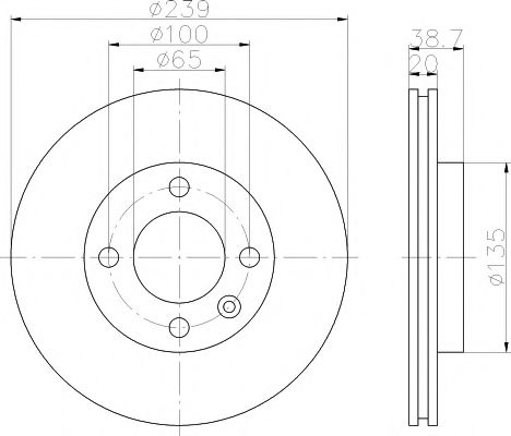 HELLA PAGID 8DD 355 100-191 Тормозной диск для VOLKSWAGEN JETTA I (Фольксваген Жэтта и) HELLA PAGID 8DD 355 100-191 Тормозной диск для VOLKSWAGEN JETTA I (Фольксваген Жэтта и)