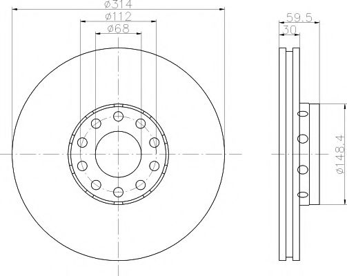 HELLA PAGID 8DD 355 104-351 Тормозной диск для AUDI A6 (Ауди А6) HELLA PAGID 8DD 355 104-351 Тормозной диск для AUDI A6 (Ауди А6)