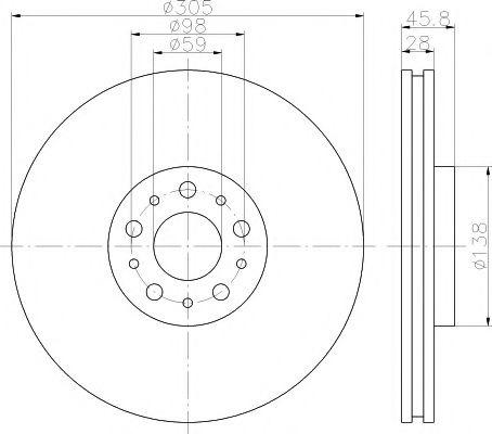 HELLA PAGID 8DD 355 117-951 Тормозной диск для FIAT DOBLO (Фиат Добло) HELLA PAGID 8DD 355 117-951 Тормозной диск для FIAT DOBLO (Фиат Добло)