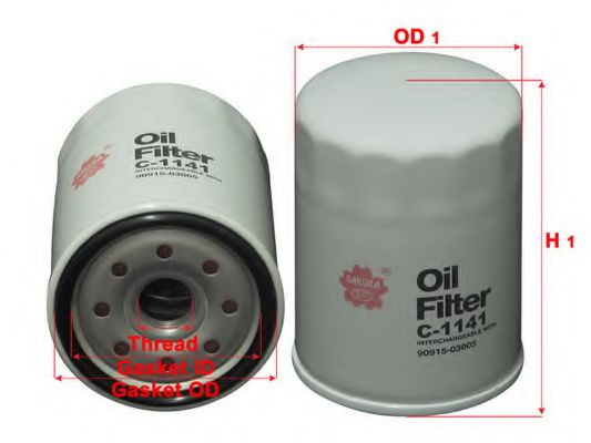 SAKURA AUTOMOTIVE C-1141 Масляный фильтр для TOYOTA CENTURY (Тойота/тоета Cэнтуръ) SAKURA AUTOMOTIVE C-1141 Масляный фильтр для TOYOTA CENTURY (Тойота/тоета Cэнтуръ)