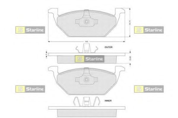 STARLINE BD S004S Тормозные колодки для VOLKSWAGEN (Фольксваген) STARLINE BD S004S Тормозные колодки для VOLKSWAGEN (Фольксваген)