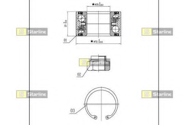 STARLINE LO 00882 Комплект подшипника ступицы колеса для PEUGEOT (Пежо) STARLINE LO 00882 Комплект подшипника ступицы колеса для PEUGEOT (Пежо)