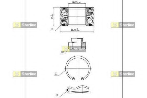 STARLINE LO 00915 Комплект подшипника ступицы колеса для PEUGEOT (Пежо) STARLINE LO 00915 Комплект подшипника ступицы колеса для PEUGEOT (Пежо)
