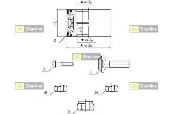 STARLINE LO 01355 Комплект подшипника ступицы колеса для AUDI (Ауди) STARLINE LO 01355 Комплект подшипника ступицы колеса для AUDI (Ауди)