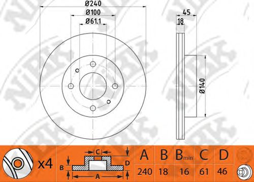 NiBK RN1378 Тормозной диск для NISSAN (Ниссан) NiBK RN1378 Тормозной диск для NISSAN (Ниссан)
