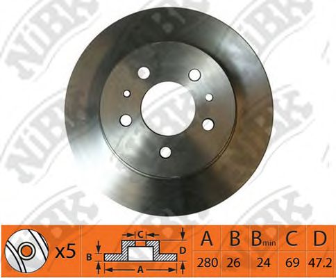 NiBK RN1412 Тормозной диск для KIA (Киа) NiBK RN1412 Тормозной диск для KIA (Киа)