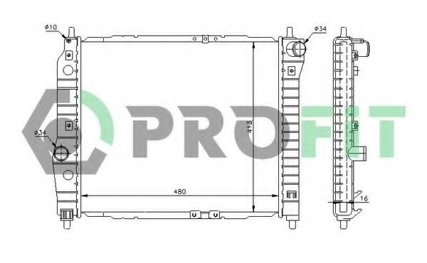 PROFIT PR 1703A2 Радиатор, охлаждение двигателя для CHEVROLET LANOS (Шевроле Ланос) PROFIT PR 1703A2 Радиатор, охлаждение двигателя для CHEVROLET LANOS (Шевроле Ланос)