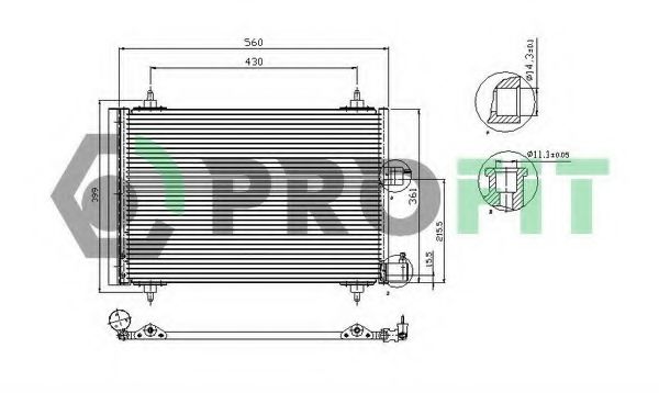 PROFIT PR 1903C1 Конденсатор, кондиционер для CITROëN (Cитроëн) PROFIT PR 1903C1 Конденсатор, кондиционер для CITROëN (Cитроëн)