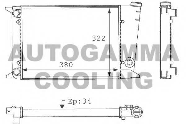 AUTOGAMMA 101042 Радиатор, охлаждение двигателя для VOLKSWAGEN SCIROCCO (Фольксваген Сcироccо) AUTOGAMMA 101042 Радиатор, охлаждение двигателя для VOLKSWAGEN SCIROCCO (Фольксваген Сcироccо)