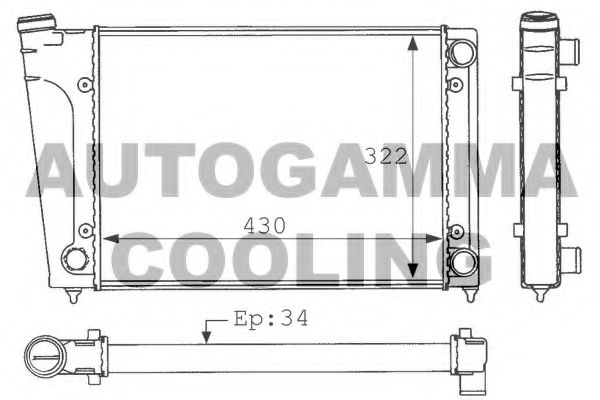 AUTOGAMMA 101046 Радиатор, охлаждение двигателя для VOLKSWAGEN CORSAR (Фольксваген Cорсар) AUTOGAMMA 101046 Радиатор, охлаждение двигателя для VOLKSWAGEN CORSAR (Фольксваген Cорсар)