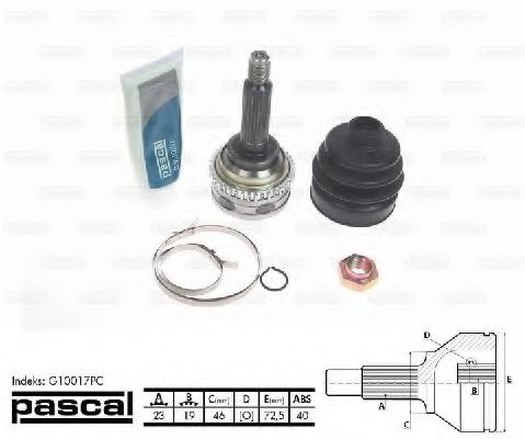 PASCAL G10017PC Шарнирный комплект, приводной вал со стороны колеса для CHEVROLET (Шевроле) PASCAL G10017PC Шарнирный комплект, приводной вал со стороны колеса для CHEVROLET (Шевроле)