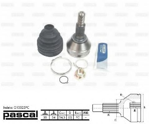 PASCAL G10023PC Шарнирный комплект, приводной вал со стороны колеса для CHEVROLET CAPTIVA (Шевроле Каптива) PASCAL G10023PC Шарнирный комплект, приводной вал со стороны колеса для CHEVROLET CAPTIVA (Шевроле Каптива)