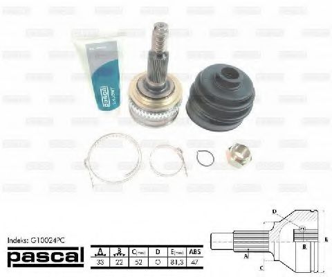 PASCAL G10024PC Шарнирный комплект, приводной вал для автомобилей с ABS для CHEVROLET (Шевроле) PASCAL G10024PC Шарнирный комплект, приводной вал для автомобилей с ABS для CHEVROLET (Шевроле)