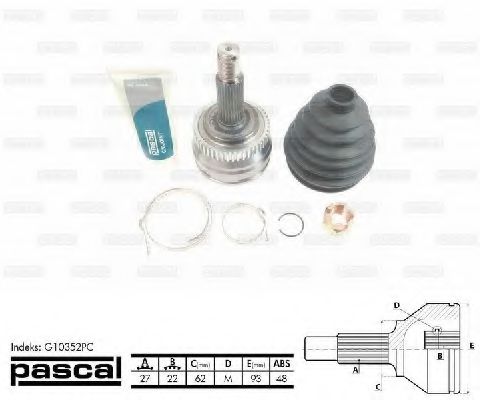 PASCAL G10352PC Шарнирный комплект, приводной вал со стороны колеса для KIA (Киа) PASCAL G10352PC Шарнирный комплект, приводной вал со стороны колеса для KIA (Киа)