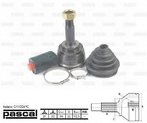 PASCAL G11026PC Шарнирный комплект, приводной вал со стороны колеса для NISSAN (Ниссан) PASCAL G11026PC Шарнирный комплект, приводной вал со стороны колеса для NISSAN (Ниссан)