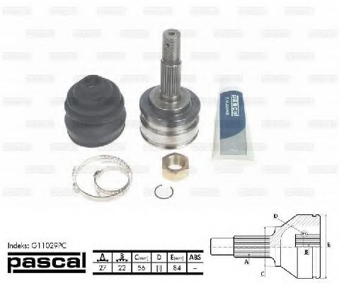 PASCAL G11029PC Шарнирный комплект, приводной вал со стороны колеса для NISSAN (Ниссан) PASCAL G11029PC Шарнирный комплект, приводной вал со стороны колеса для NISSAN (Ниссан)