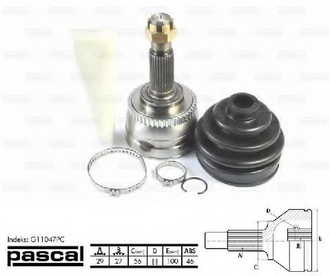 PASCAL G11047PC Шарнирный комплект, приводной вал со стороны колеса для NISSAN (Ниссан) PASCAL G11047PC Шарнирный комплект, приводной вал со стороны колеса для NISSAN (Ниссан)
