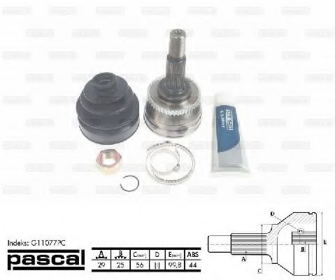 PASCAL G11077PC Шарнирный комплект, приводной вал механическая коробка передач для NISSAN (Ниссан) PASCAL G11077PC Шарнирный комплект, приводной вал механическая коробка передач для NISSAN (Ниссан)