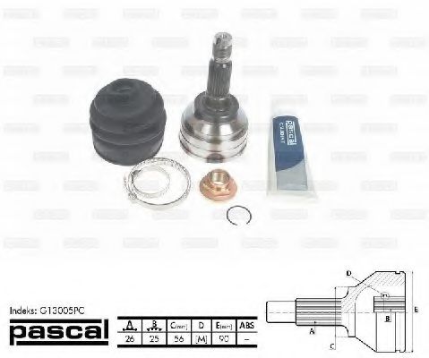 PASCAL G13005PC Шарнирный комплект, приводной вал со стороны колеса для MAZDA 626 III (Мазда 626 3) PASCAL G13005PC Шарнирный комплект, приводной вал со стороны колеса для MAZDA 626 III (Мазда 626 3)