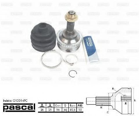 PASCAL G13014PC Шарнирный комплект, приводной вал со стороны колеса для MAZDA 626 III (Мазда 626 3) PASCAL G13014PC Шарнирный комплект, приводной вал со стороны колеса для MAZDA 626 III (Мазда 626 3)
