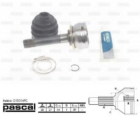 PASCAL G15016PC Шарнирный комплект, приводной вал со стороны колеса для MITSUBISHI MONTERO (Митсубиши/митсубиси Монтэро) PASCAL G15016PC Шарнирный комплект, приводной вал со стороны колеса для MITSUBISHI MONTERO (Митсубиши/митсубиси Монтэро)