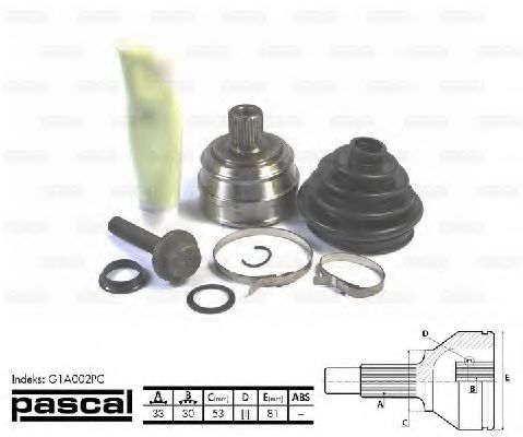 PASCAL G1A002PC Шарнирный комплект, приводной вал со стороны колеса для AUDI 80 (Ауди 80) PASCAL G1A002PC Шарнирный комплект, приводной вал со стороны колеса для AUDI 80 (Ауди 80)