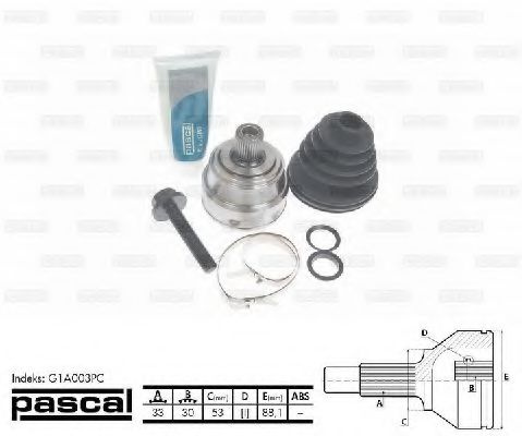 PASCAL G1A003PC Шарнир, приводной вал со стороны колеса для AUDI 90 (Ауди 90) PASCAL G1A003PC Шарнир, приводной вал со стороны колеса для AUDI 90 (Ауди 90)