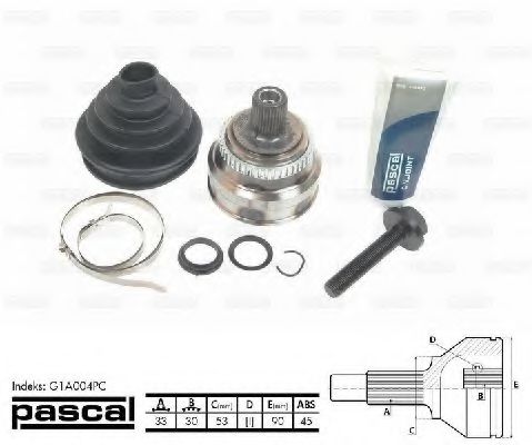 PASCAL G1A004PC Шарнир, приводной вал со стороны колеса для AUDI 90 (Ауди 90) PASCAL G1A004PC Шарнир, приводной вал со стороны колеса для AUDI 90 (Ауди 90)