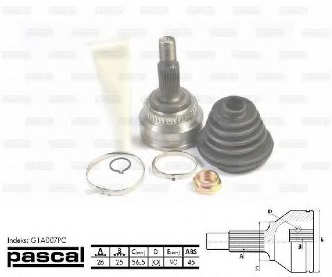 PASCAL G1A007PC Шарнирный комплект, приводной вал со стороны колеса для AUDI (Ауди) PASCAL G1A007PC Шарнирный комплект, приводной вал со стороны колеса для AUDI (Ауди)