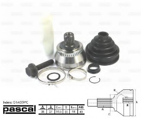 PASCAL G1A009PC Шарнирный комплект, приводной вал со стороны колеса для AUDI (Ауди) PASCAL G1A009PC Шарнирный комплект, приводной вал со стороны колеса для AUDI (Ауди)