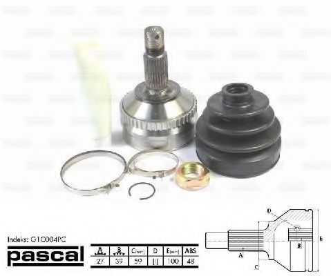 PASCAL G1C004PC Шарнирный комплект, приводной вал со стороны колеса для PEUGEOT 806 (Пежо 806) PASCAL G1C004PC Шарнирный комплект, приводной вал со стороны колеса для PEUGEOT 806 (Пежо 806)