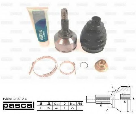 PASCAL G1C012PC Шарнирный комплект, приводной вал передний мост слева для PEUGEOT 207 (Пежо 207) PASCAL G1C012PC Шарнирный комплект, приводной вал передний мост слева для PEUGEOT 207 (Пежо 207)